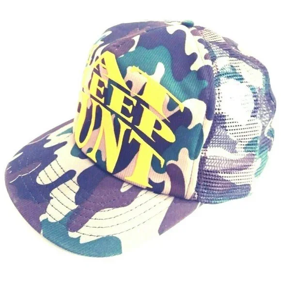 Hunters Camo Truckers Hat EAT SLEEP HUNT Adjustable Snapback Mesh Sides Back - Picture 3 of 6